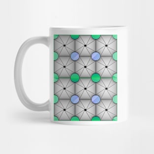 Graphic in grey with green and blue Mug